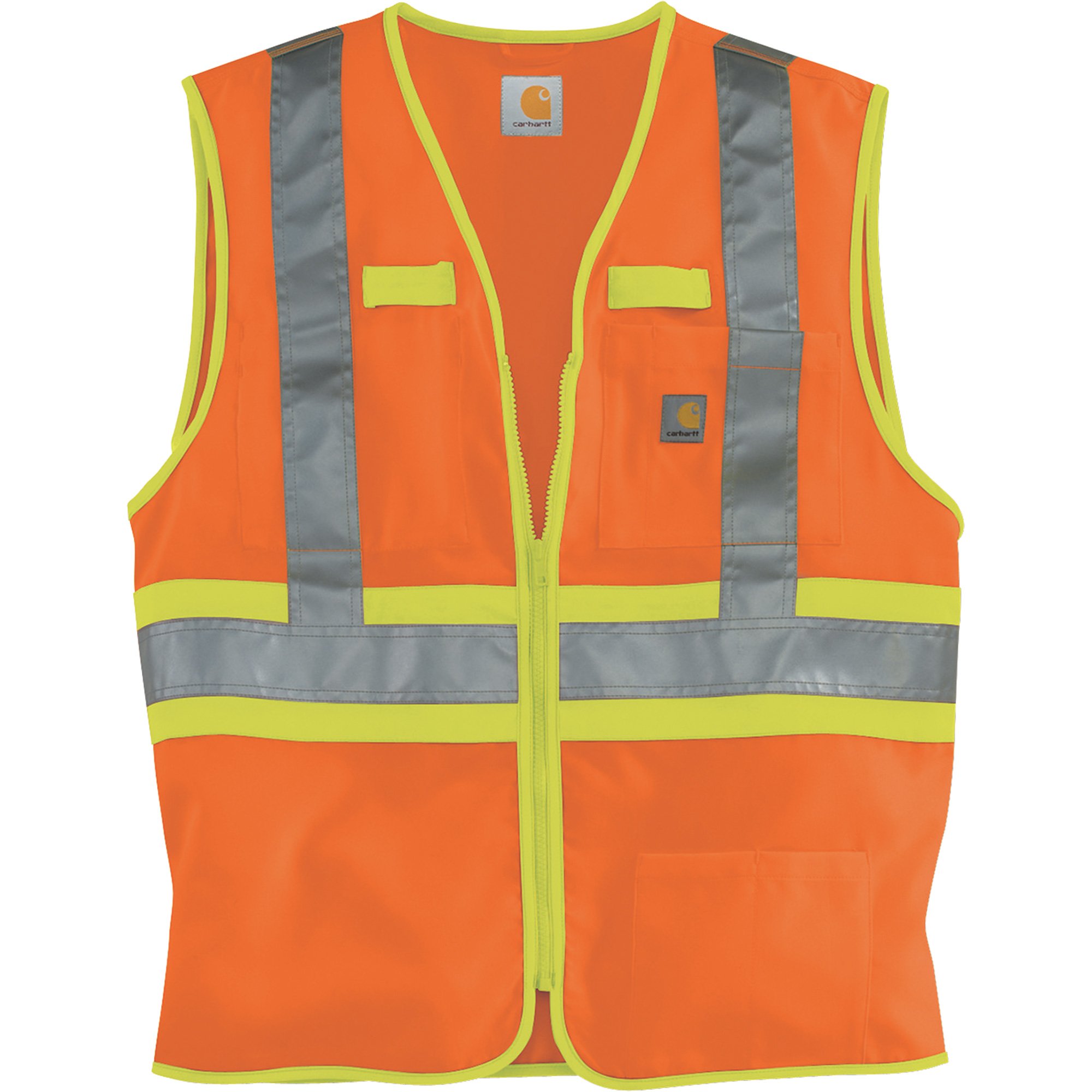 Carhartt High-Visibility Class 2 Vest — Bright Orange, Large, Regular Style, Model# V21